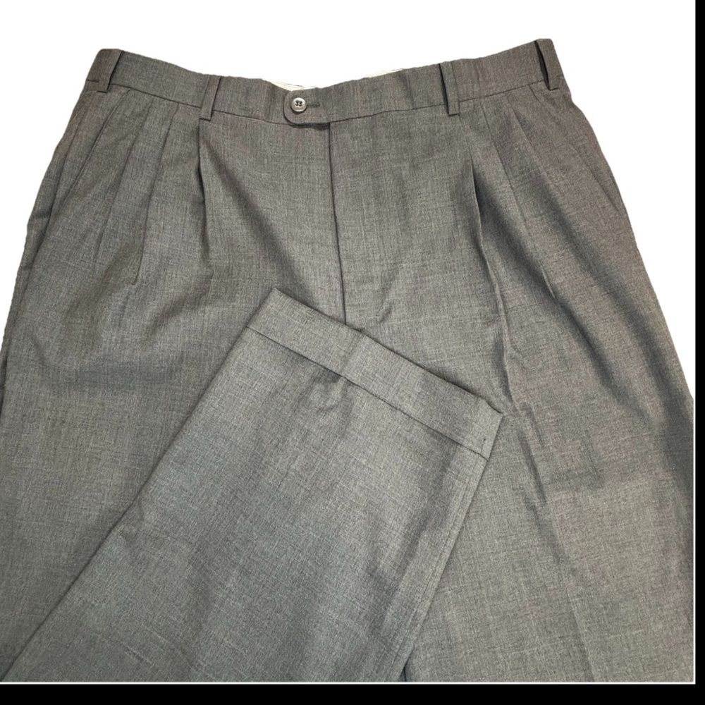 Zanella‎ Alter Dress Pants Wool Gray Men’s Size 35x31 pleated cuffed
